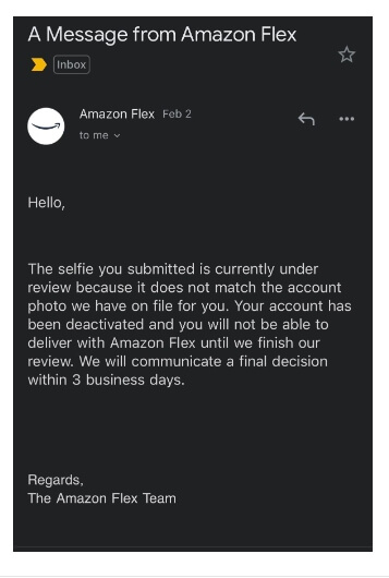 Amazon Flex Deactivated